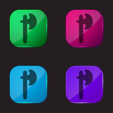 Eksen dört renkli cam düğme simgesi