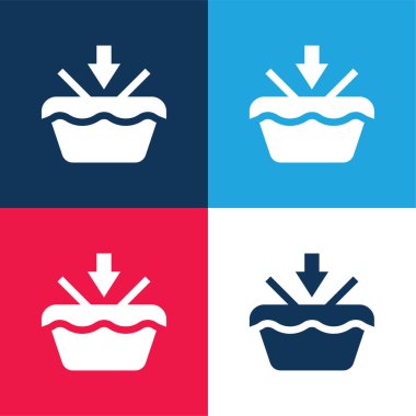 Add To Basket blue and red four color minimal icon set clipart