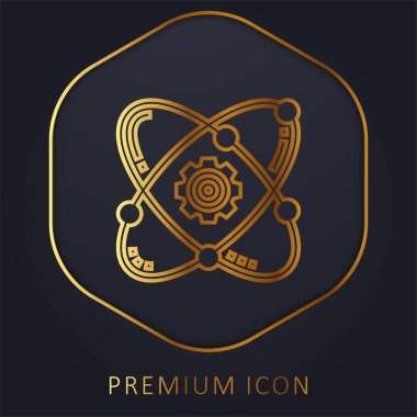Atom altın çizgisi prim logosu veya simgesi