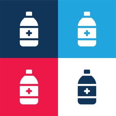 Alcohol blue and red four color minimal icon set clipart