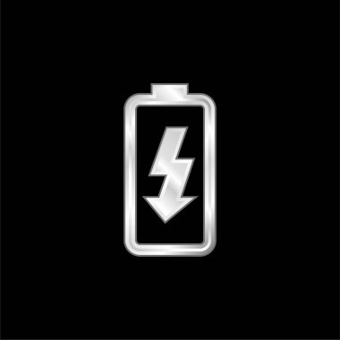 Battery Charge silver plated metallic icon clipart