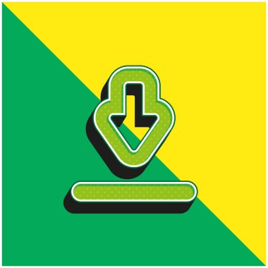 Büyük İndirme oku yeşil ve sarı 3d vektör simgesi logosu