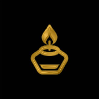 Aromaterapi altın kaplama metalik simge veya logo vektörü