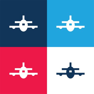 Uçak mavi ve kırmızı dört renk minimal simge kümesi