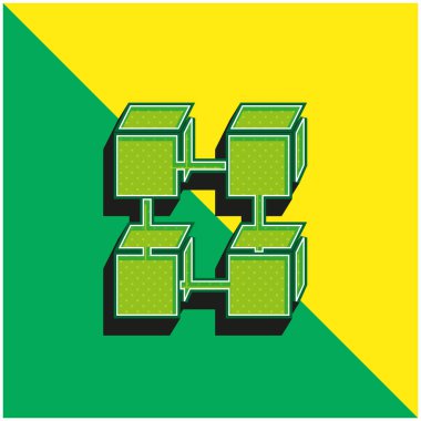 Engelleme zinciri Yeşil ve Sarı 3d vektör simgesi logosu