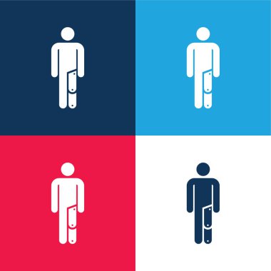 Ampüte mavi ve kırmızı dört renk en küçük simge seti