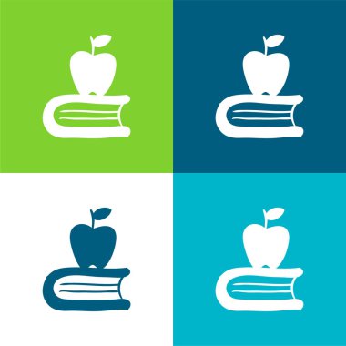 Bir Kitaptaki Elma Düz 4 renk en az simge kümesi