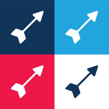 Ok mavi ve kırmızı dört renk minimal simge kümesi