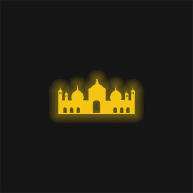 Baadshahi Camii sarı parlak neon ikonu