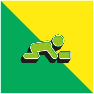 Bebek Yeşil ve Sarı Modern 3D vektör simgesi logosu