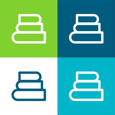 Kitaplar Düz 4 renk simgesi seti