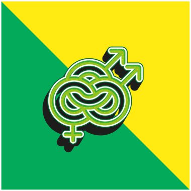 Biseksüel yeşil ve sarı modern 3d vektör simgesi logosu