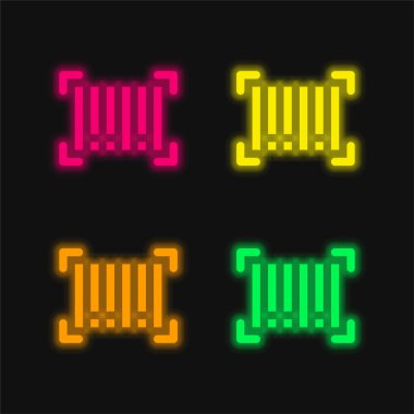 Barkod dört renk parlayan neon vektör simgesi