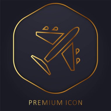 Uçak altın çizgisi prim logosu veya simgesi