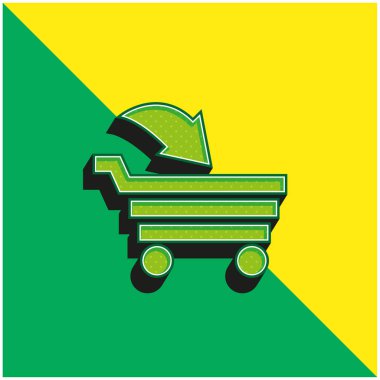 Alışveriş Arabası Arayüzü Ticari Sembol Yeşil ve Sarı 3D vektör simgesine Ekle