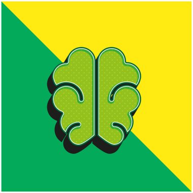 Beyin Yeşili ve Sarı Modern 3D vektör simgesi logosu