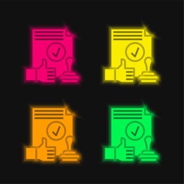 Parlayan dört renk neon vektör simgesini onayla