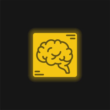 Beyin sarısı parlak neon simgesi