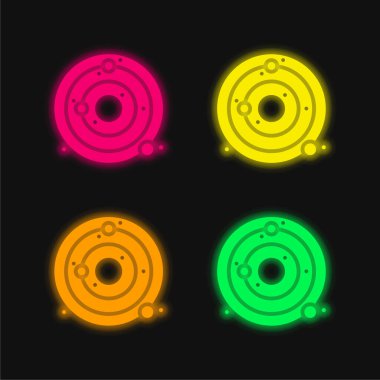 Astronomy four color glowing neon vector icon clipart