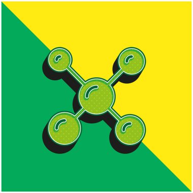 Atomlar Yeşil ve Sarı modern 3D vektör simgesi logosu