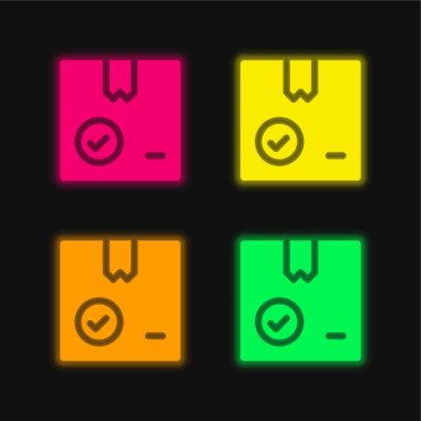 Parlayan dört renkli neon vektör simgesi