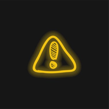 Dikkat Yapı Üçgensel El Çekimi Sinyal sarı parlak neon simgesi