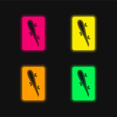 Ace of Clubs dört renkli parlak neon vektör simgesi