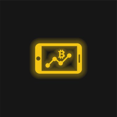 Bitcoin Cep Telefonu Bağlantıları Grafik sarı parlak neon simgesi