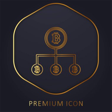 Bitcoin Down Satır Grafik altın çizgi prim logosu veya simgesi