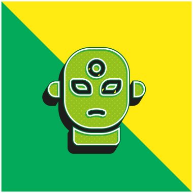 Uzaylı Yeşil ve Sarı Modern 3D vektör simgesi logosu