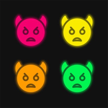 Kızgın dört renk parlayan neon vektör simgesi