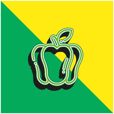 Bell Pepper Green ve sarı 3D vektör simgesi logosu