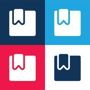 Yer İmleri Dolu Kare Mavi ve Kırmızı Minimum Renk Simgesi