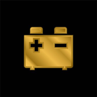 Pil altın kaplamalı metalik simge veya logo vektörü