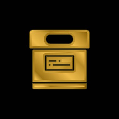 Altın kaplama metalik simge veya logo vektörünü arşivle