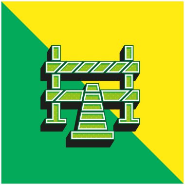 Bariyer Yeşil ve Sarı Modern 3D vektör simgesi logosu