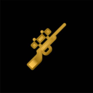 Biathlon gold plated metalic icon or logo vector clipart