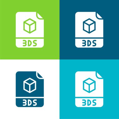 3ds Düz dört renk minimal simge seti