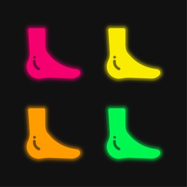 Ayak bileği dört renk parlayan neon vektör simgesi