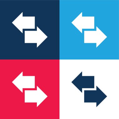 Arka mavi ve kırmızı dört renk minimal simge kümesi