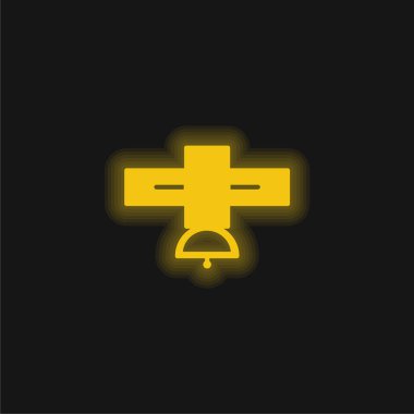 Büyük Uydu sarı parlak neon simgesi