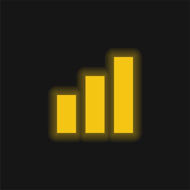Analysis Bars. Infography yellow glowing neon icon clipart