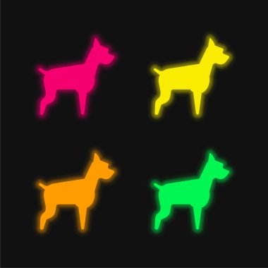 Büyük Köpek dört renk parlayan neon vektör simgesi