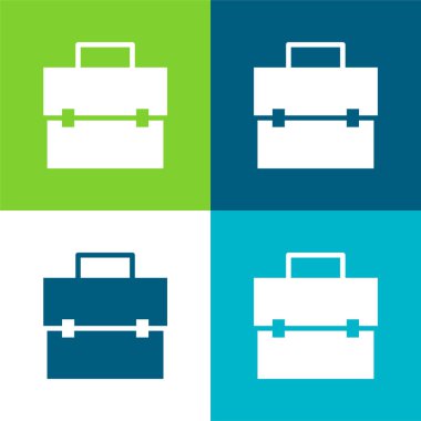 Evrak çantası Düz 4 renk minimal simgesi seti