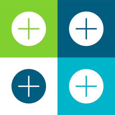 Toplama Düğmesi Düz 4 renk minimal simgesi seti