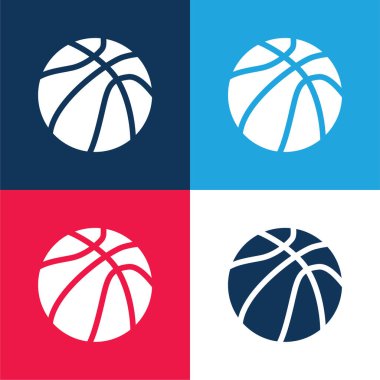 Basketbol topu mavi ve kırmızı dört renk minimal simgesi