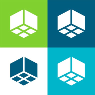 3d Düz dört renk en küçük simge kümesi