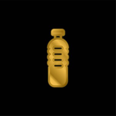 Şişe altın kaplama metalik simge veya logo vektörü