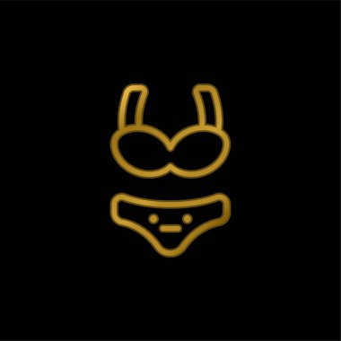 Bikini altın kaplama metalik simge veya logo vektörü