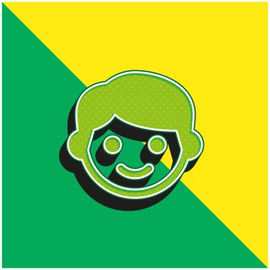 Çocuk Yeşil ve Sarı Modern 3D vektör simgesi logosu